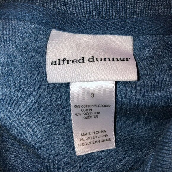 Alfred Dunner Small Blue Flower Embroidered Quarter Zip Sweatshirt Shirt Size S - Picture 9 of 10